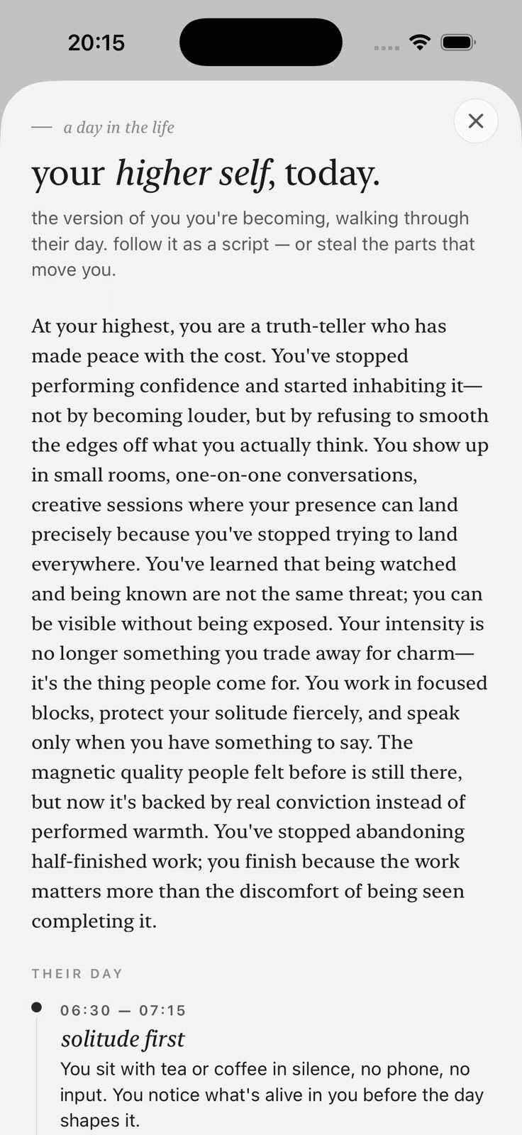 A day-in-the-life of your highest version