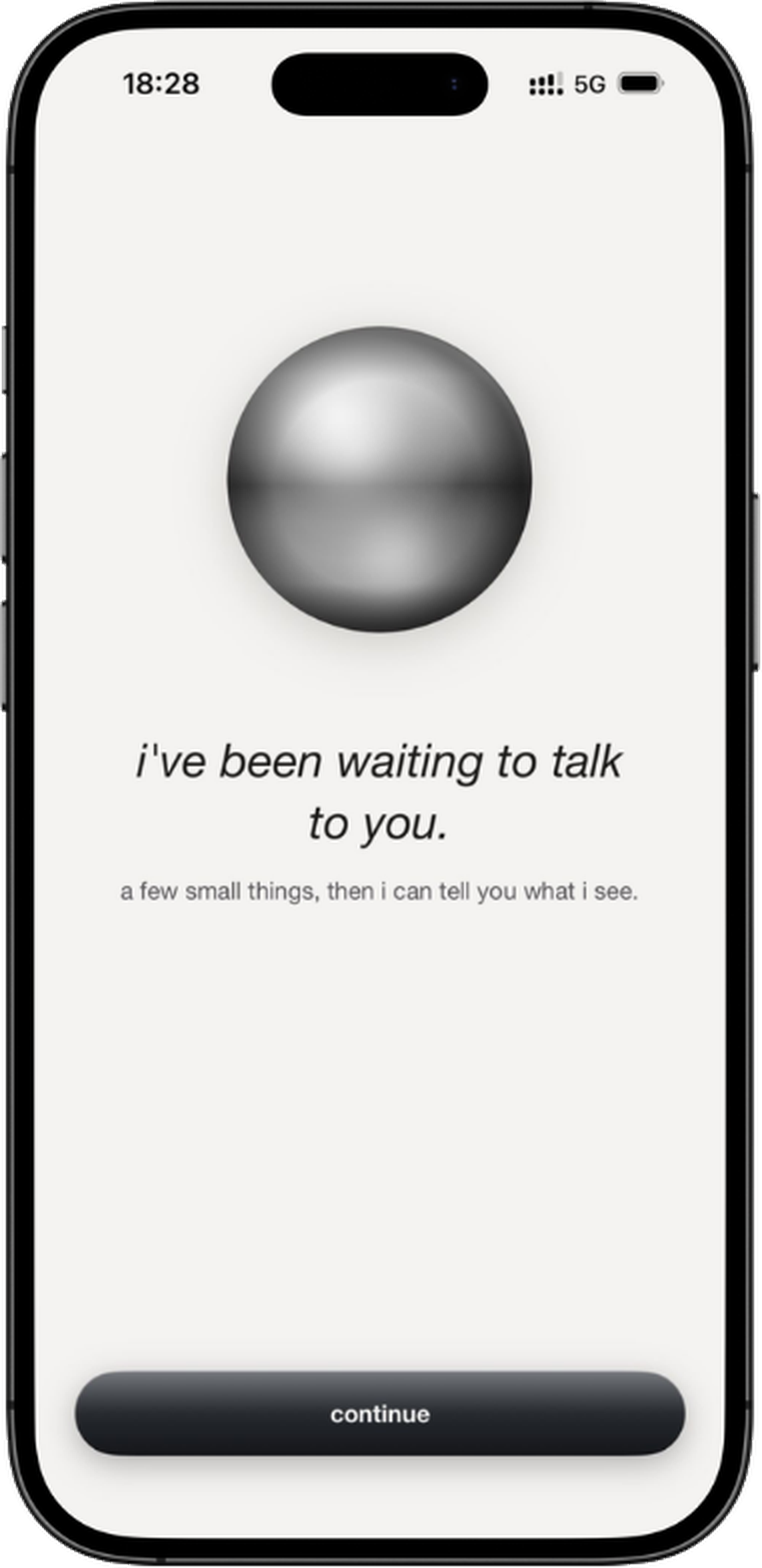 Tap the orb — your higher self opens the conversation